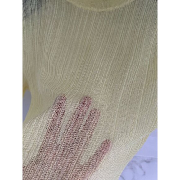 Majorelle Yellow Arbor Shortsleeved Sheer Mock Neck Top Size med - Picture 7 of 7